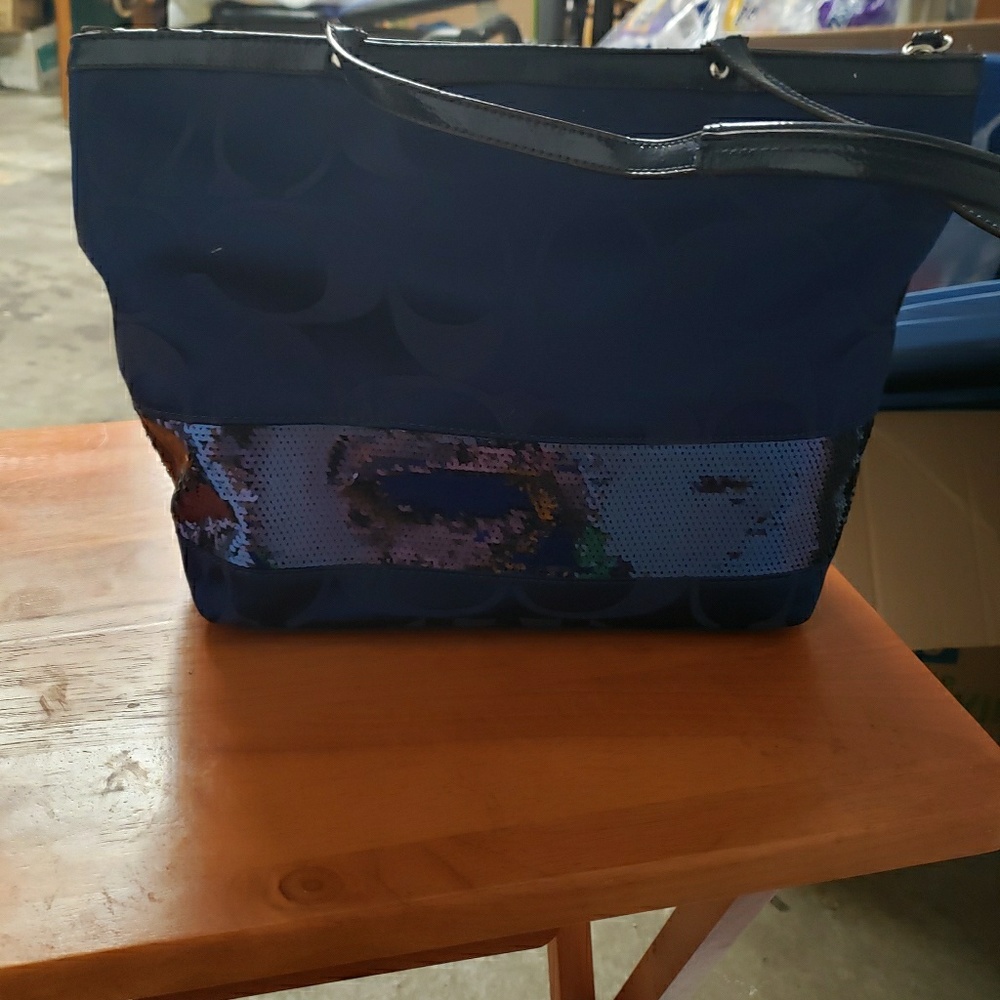 Navy  blue and sequins Pre Owned Coach Purse